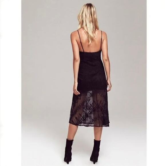 FREE PEOPLE In Love with this City Mesh Lace Overlay Midi Dress - Black - Size 6 - Picture 2 of 9